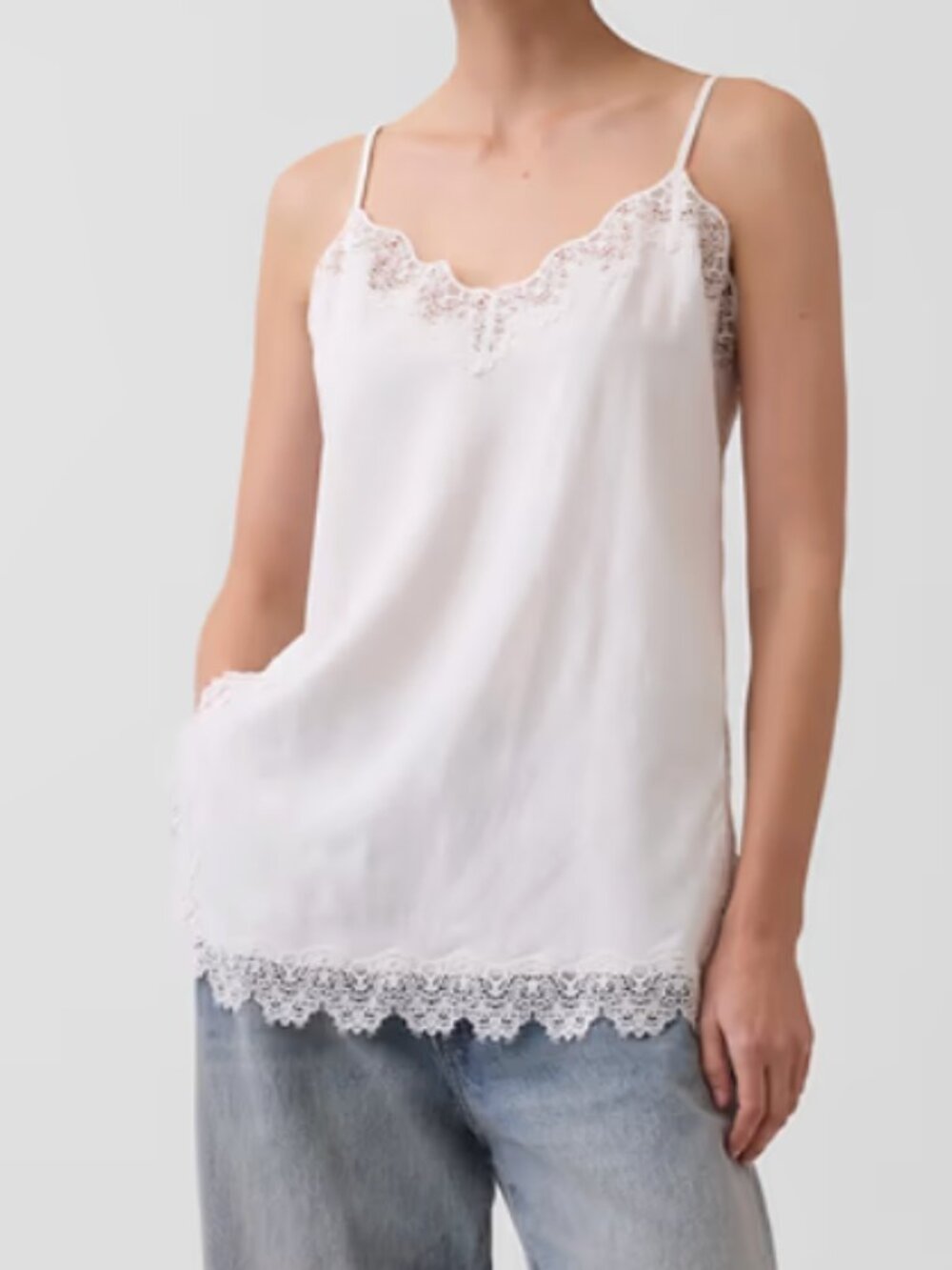 GAP Linen-Blend Lace-Trim Cami